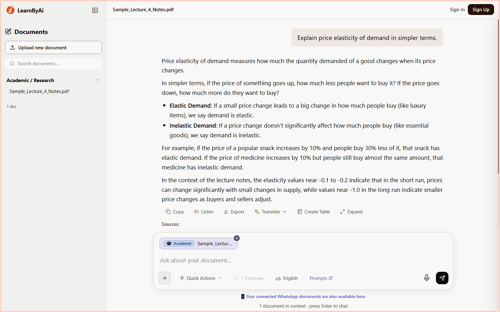 LearnByAi explaining a concept from an uploaded chapter in simpler terms
